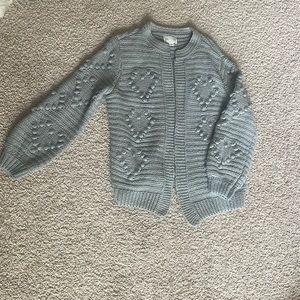 Gray Chunky Heart Knit Cardigan